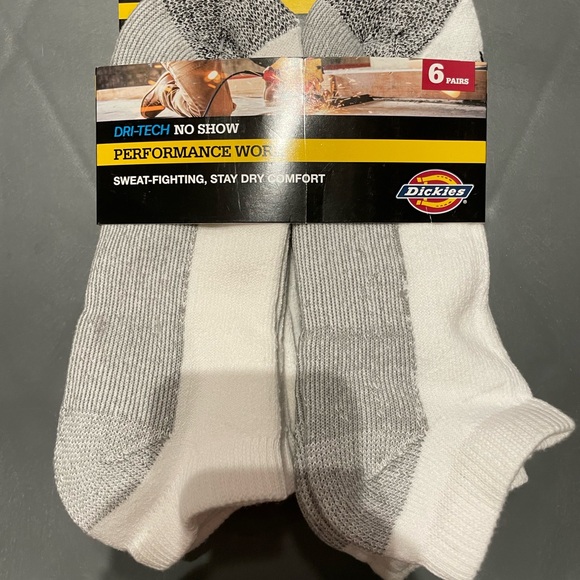 Dickies Other - Dickies Men's Dri-Tech No-Show Socks White 6 pairs Shoe Size 6-12 New